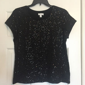 Charter Club Sequined Little Black Tee - Size XL